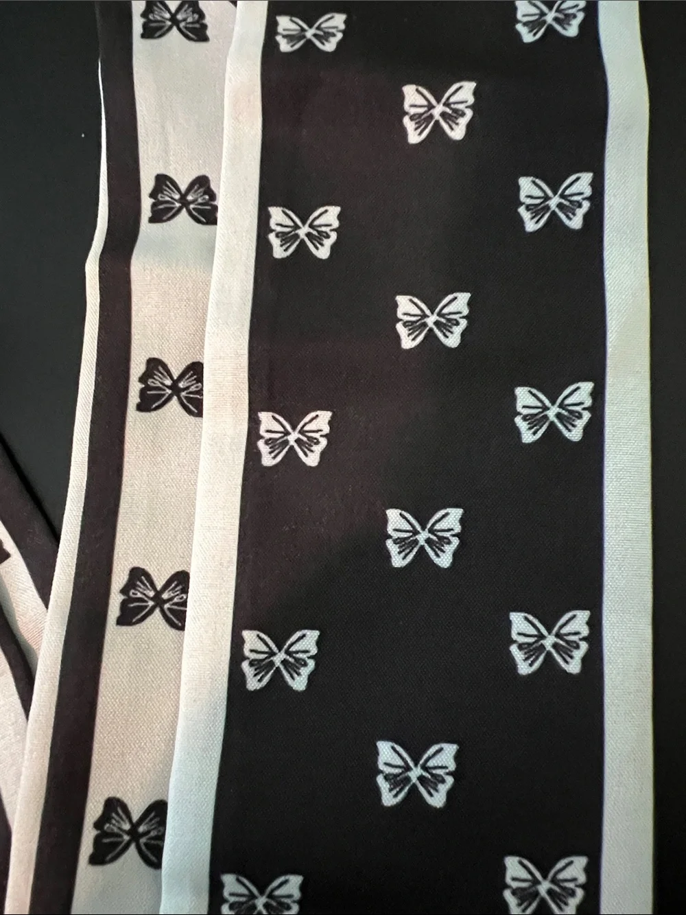 Black & White Butterfly Accent Scarf Bag, Hair, or Neck Accessory
